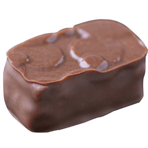 Mélange de praliné croquant et de caramel à la fleur de sel, enrobé de chocolat au lait 41% de cacao.
