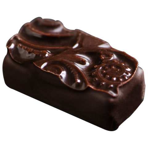 Ganache aux fruits de la passion, enrobée chocolat noir 67% de cacao.